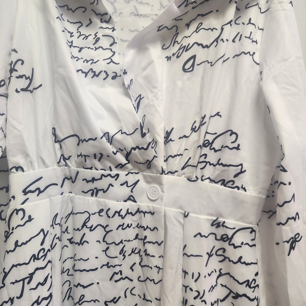 White Script Print Women's Maxi Dress Sz XL - Picture 4 of 6